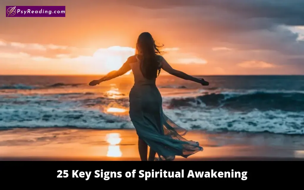 Spiritual awakening: 25 key signs depicted.