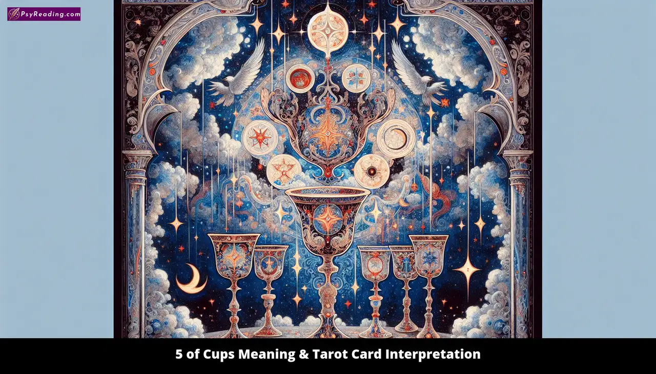 Tarot card: 5 Cups - Symbolizing loss and disappointment.