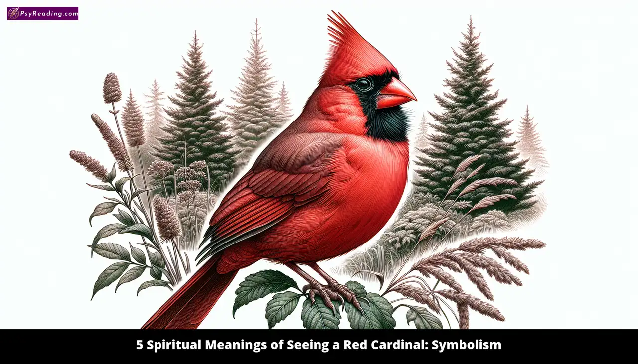 Red cardinal bird perched on branch.