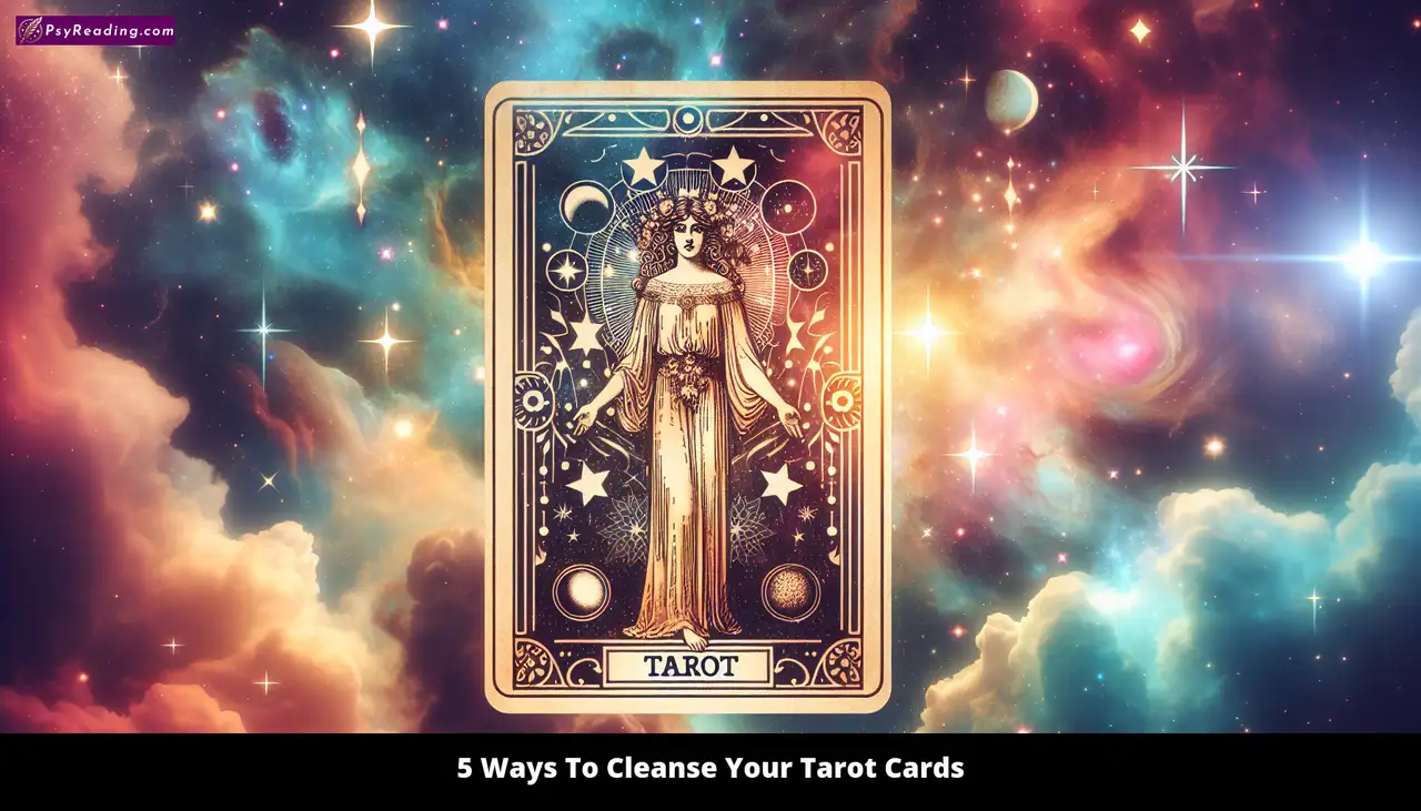 Tarot card cleansing methods illustrated visually.
