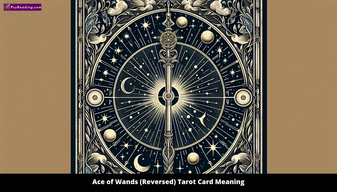 Tarot card Ace of Wands reversed.