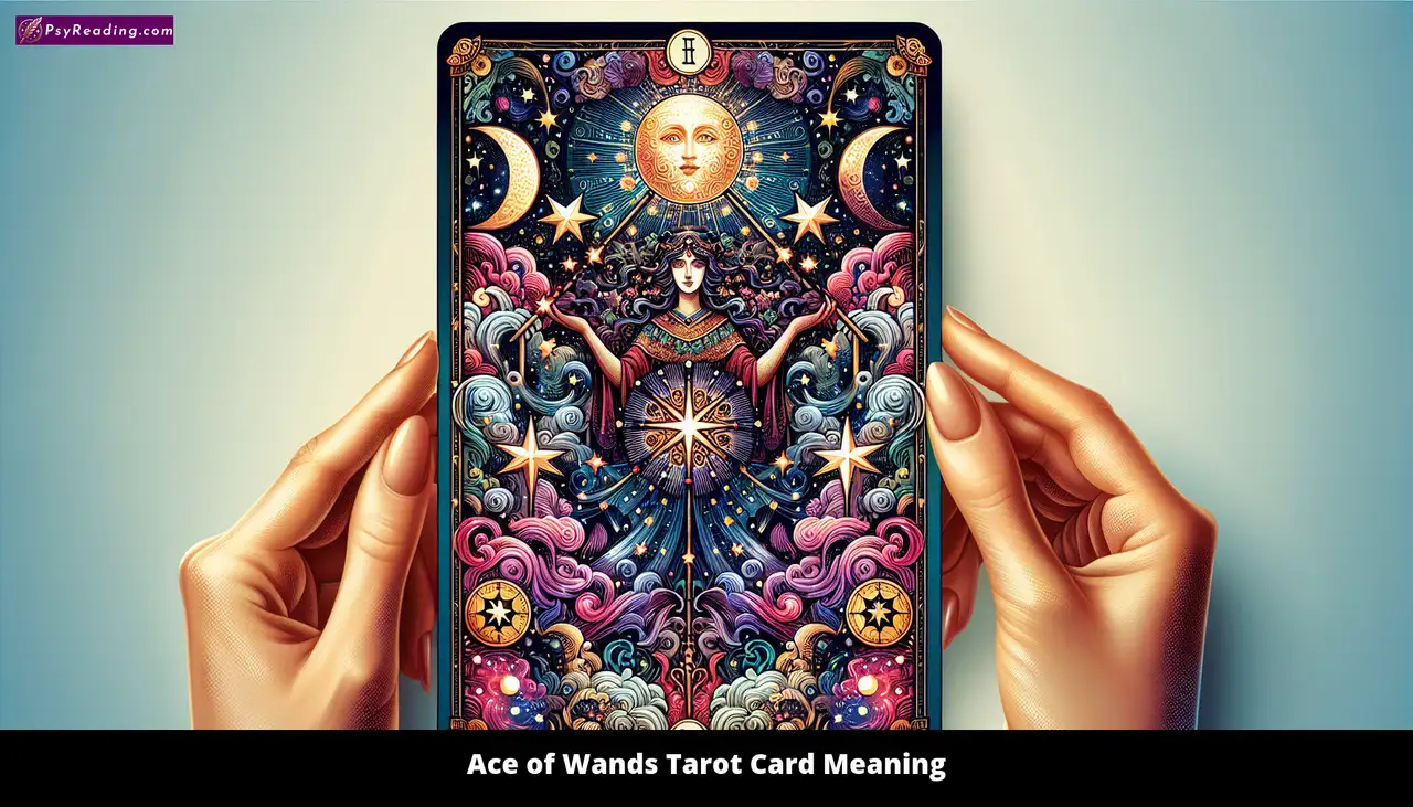 Ace of Wands Tarot Card - Fiery inspiration.