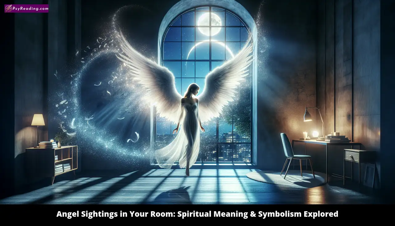 Angel appearing in a heavenly room.