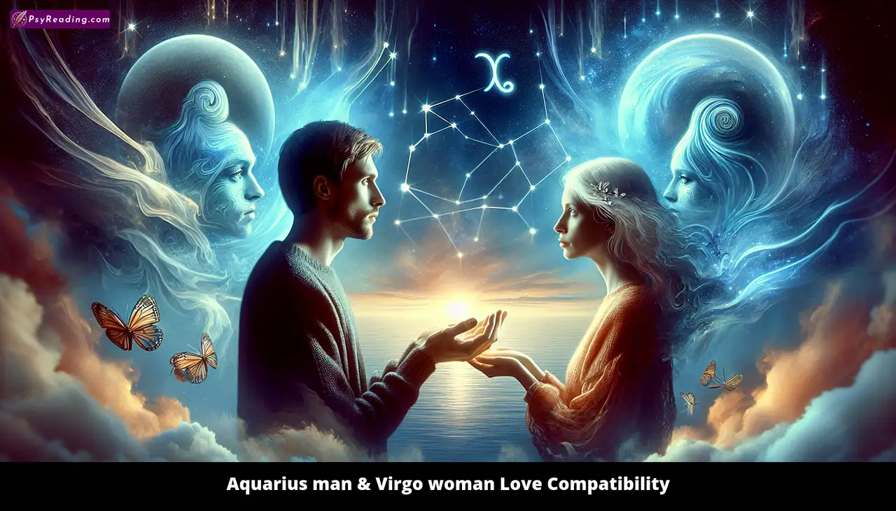Aquarius man and Virgo woman in love.