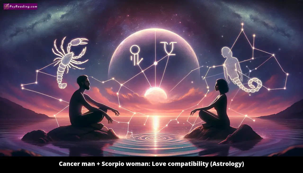 Cancer man and Scorpio woman embrace love.