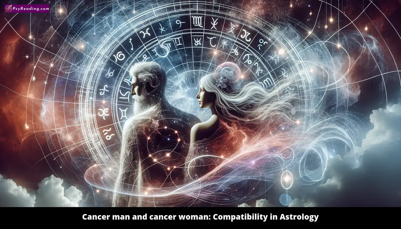Cancer zodiac compatibility in astrology illustration.