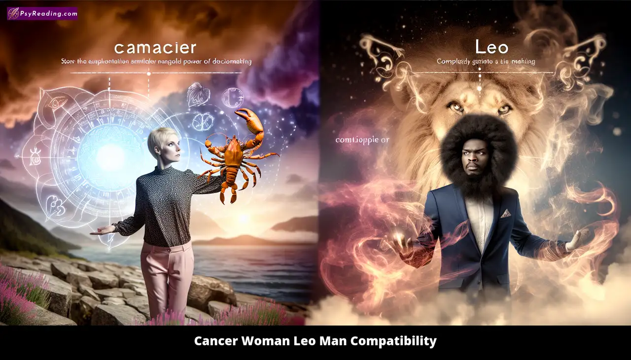 Cancer woman and Leo man in harmony.