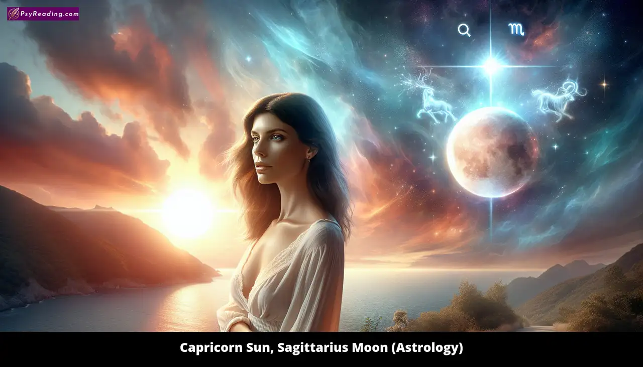 Astrological representation of Capricorn Sun, Sagittarius Moon