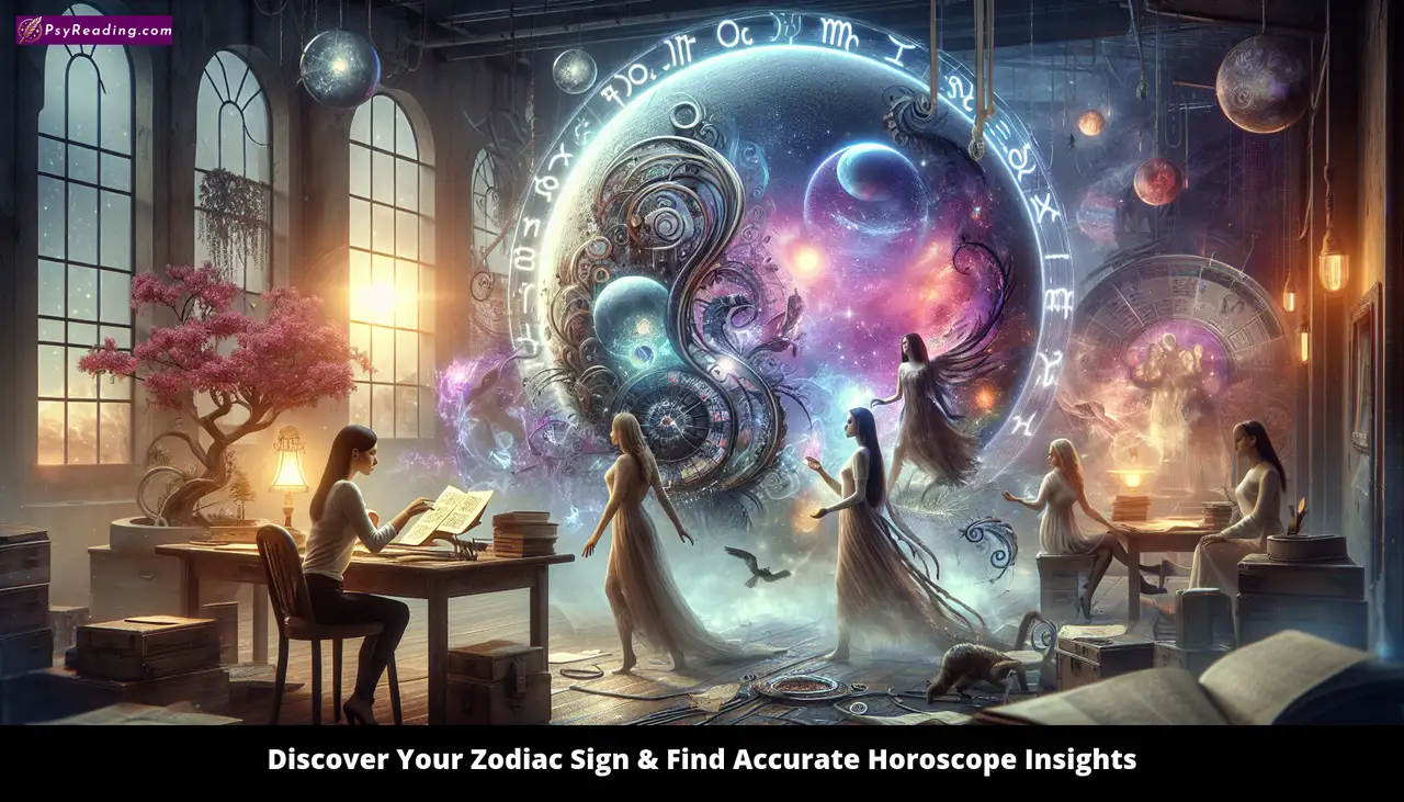 Zodiac signs and horoscope insights illustration.