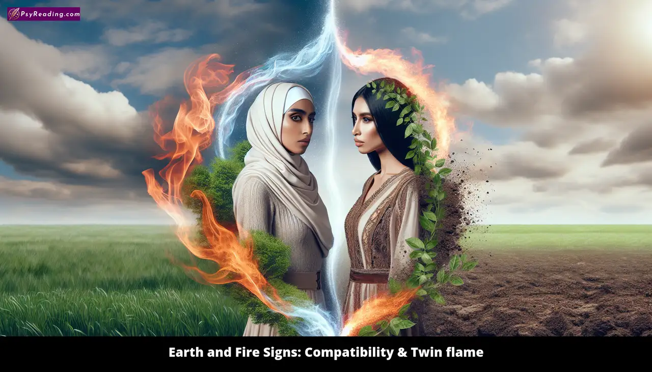 Earth and Fire Signs: Compatibility & Twin flame - Astrological symbols representing compatibility.