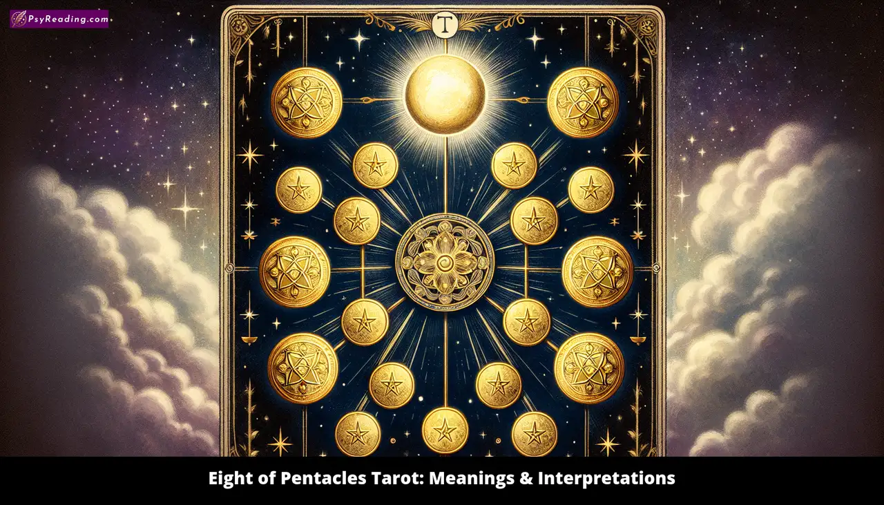 Tarot card: Eight of Pentacles - Mastery and craftsmanship