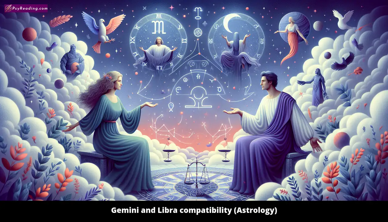 Gemini and Libra zodiac signs in harmony.
