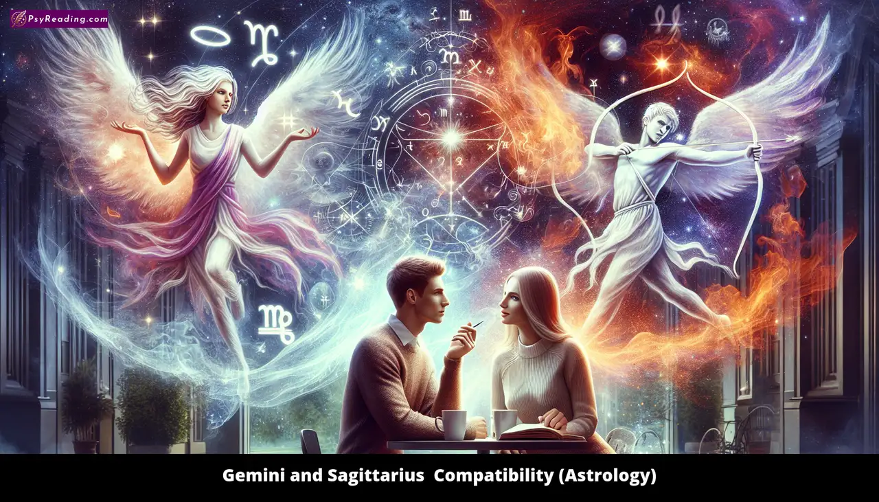 Gemini and Sagittarius Astrological Compatibility Illustration