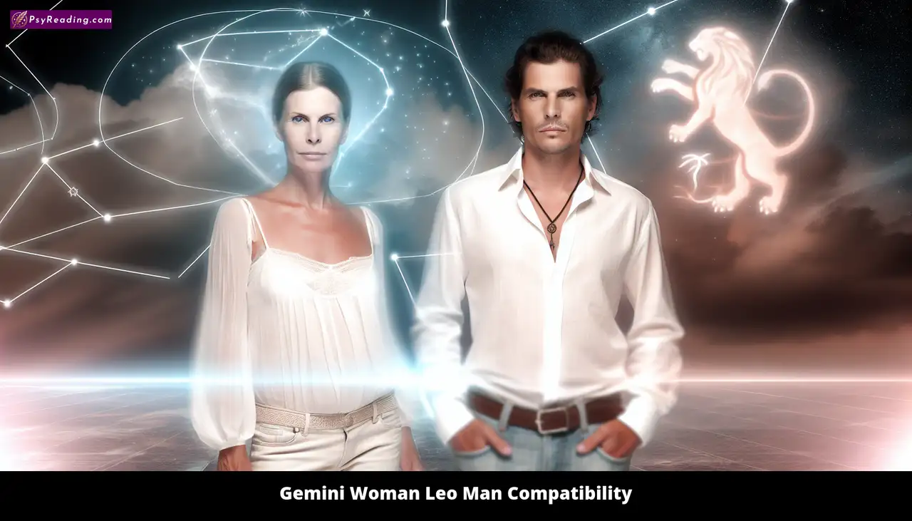 Gemini woman and Leo man in harmony.