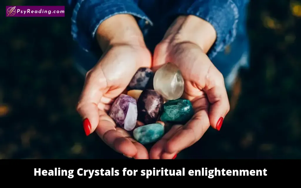 Crystals aiding spiritual enlightenment in healing.