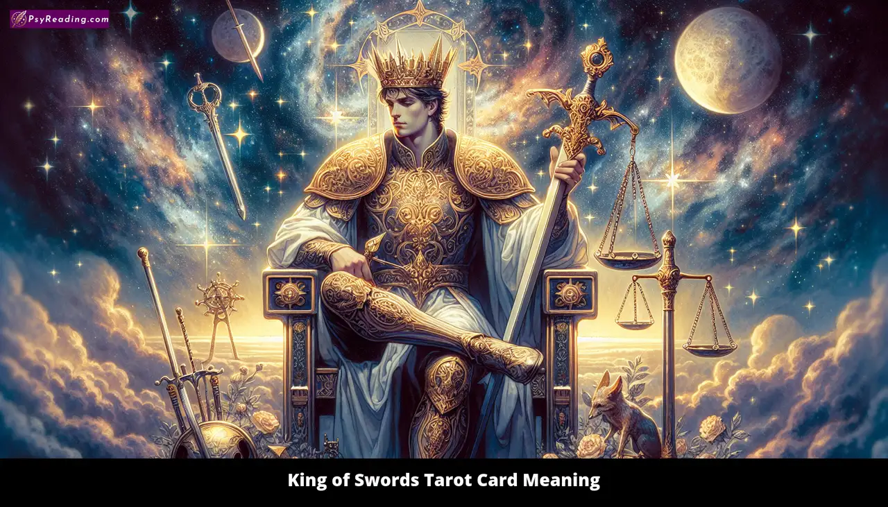 Tarot card depicting the King of Swords