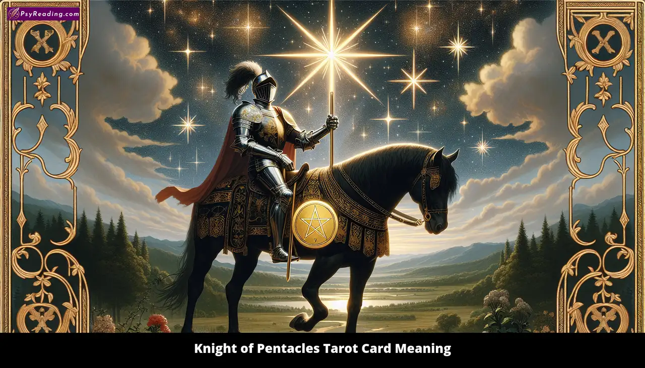 Knight of Pentacles Tarot Card Meaning - Image of a diligent and reliable knight.