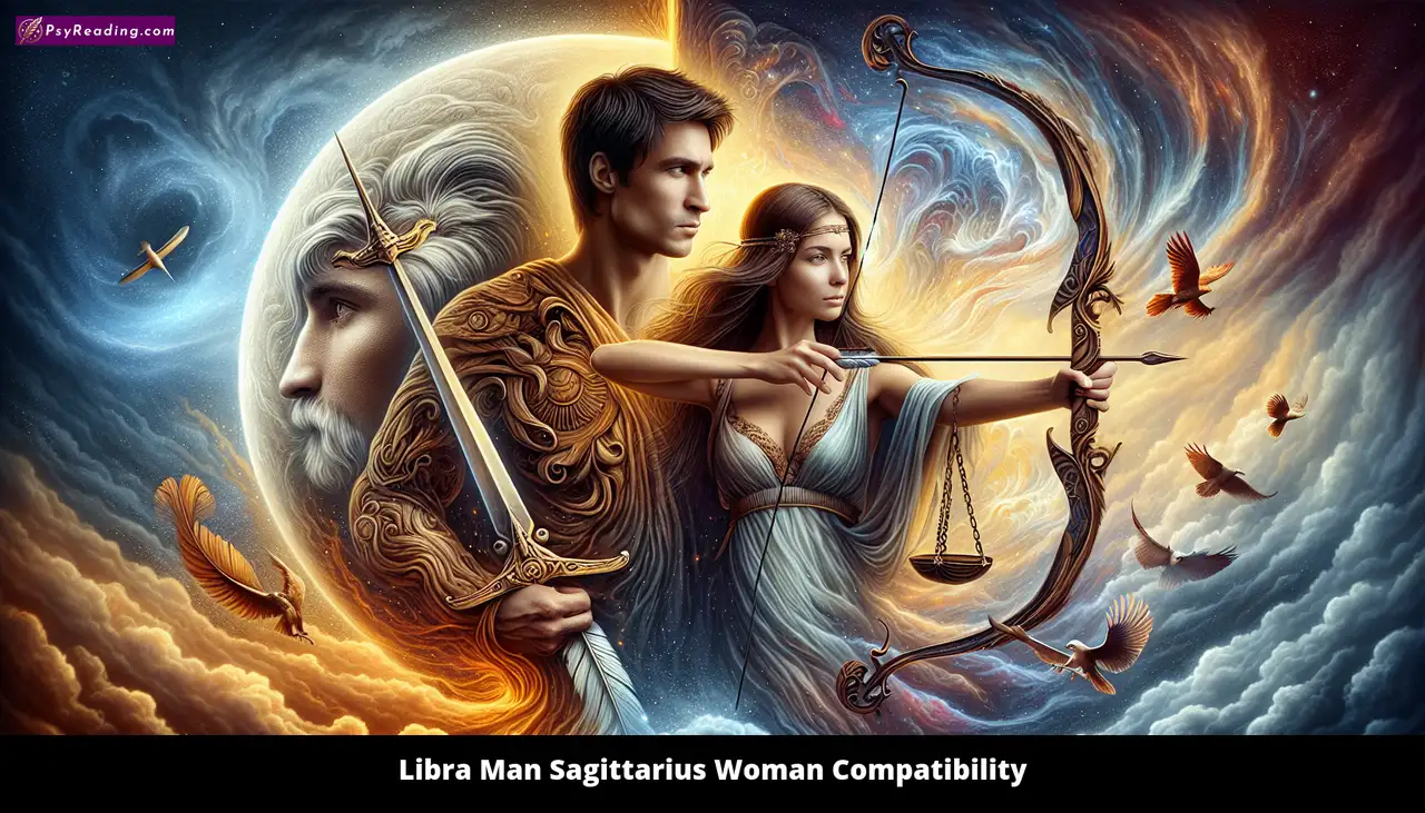 Libra man and Sagittarius woman in harmony.