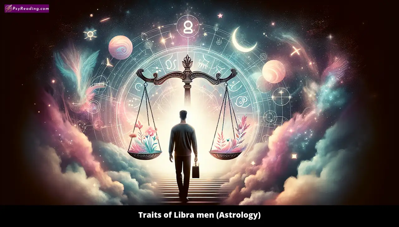 Libra man traits astrology illustration.