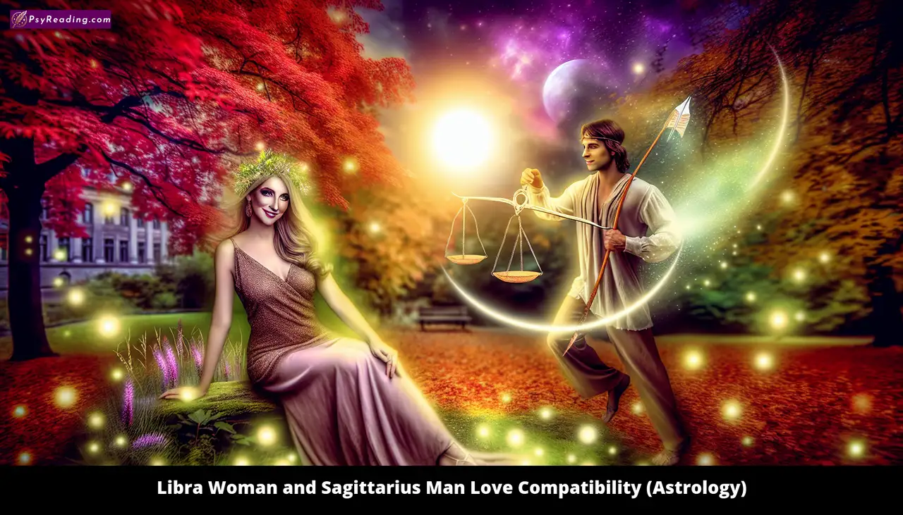 Libra woman and Sagittarius man in love.