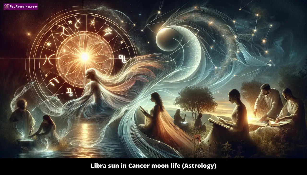 Astrological depiction of Libra sun and Cancer moon