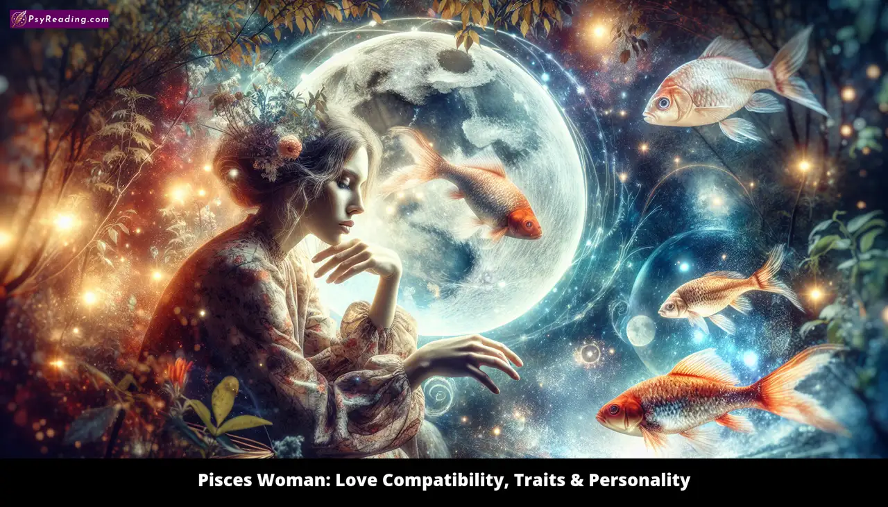 Pisces woman embracing love and revealing personality.