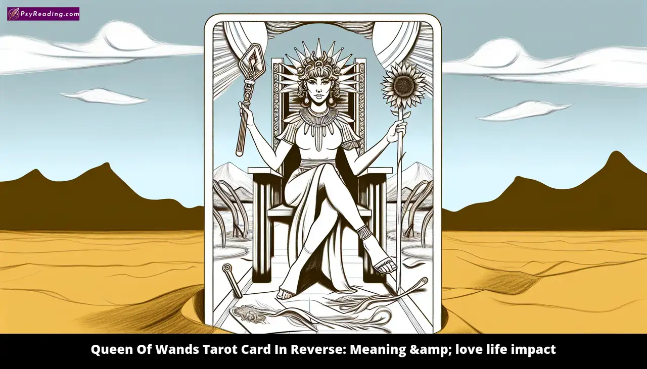 Tarot card Queen of Wands reversed: Love life impact.