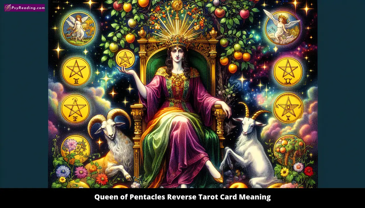 Tarot card Queen of Pentacles reversed
