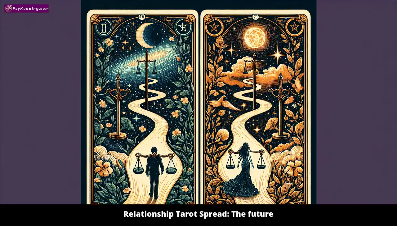 Tarot cards depicting future in relationship.