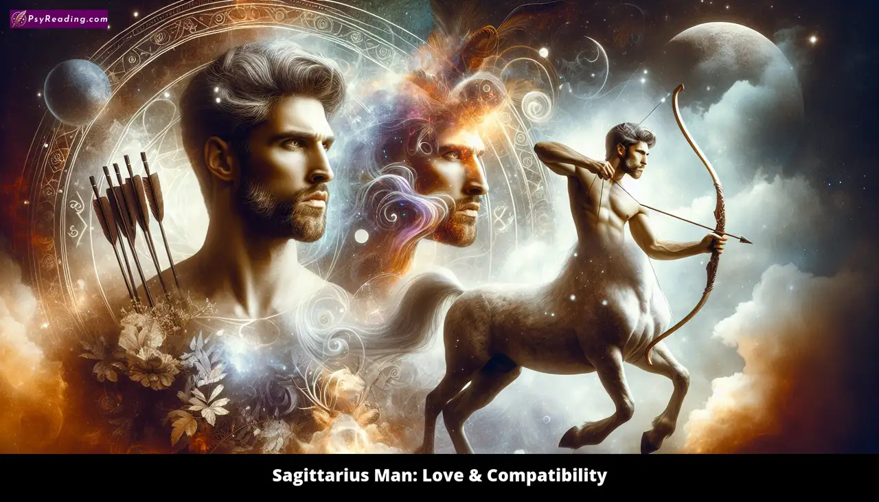 Sagittarius man embracing love and compatibility.