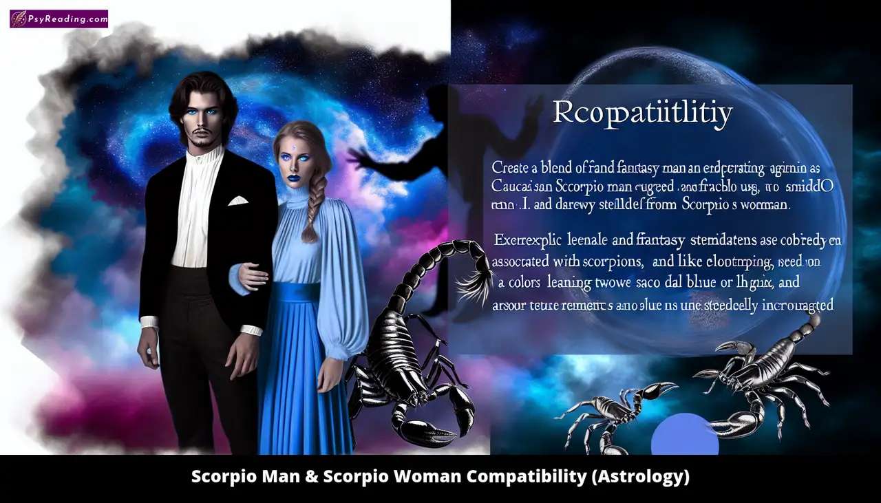 Scorpio couple embracing in astrological harmony.