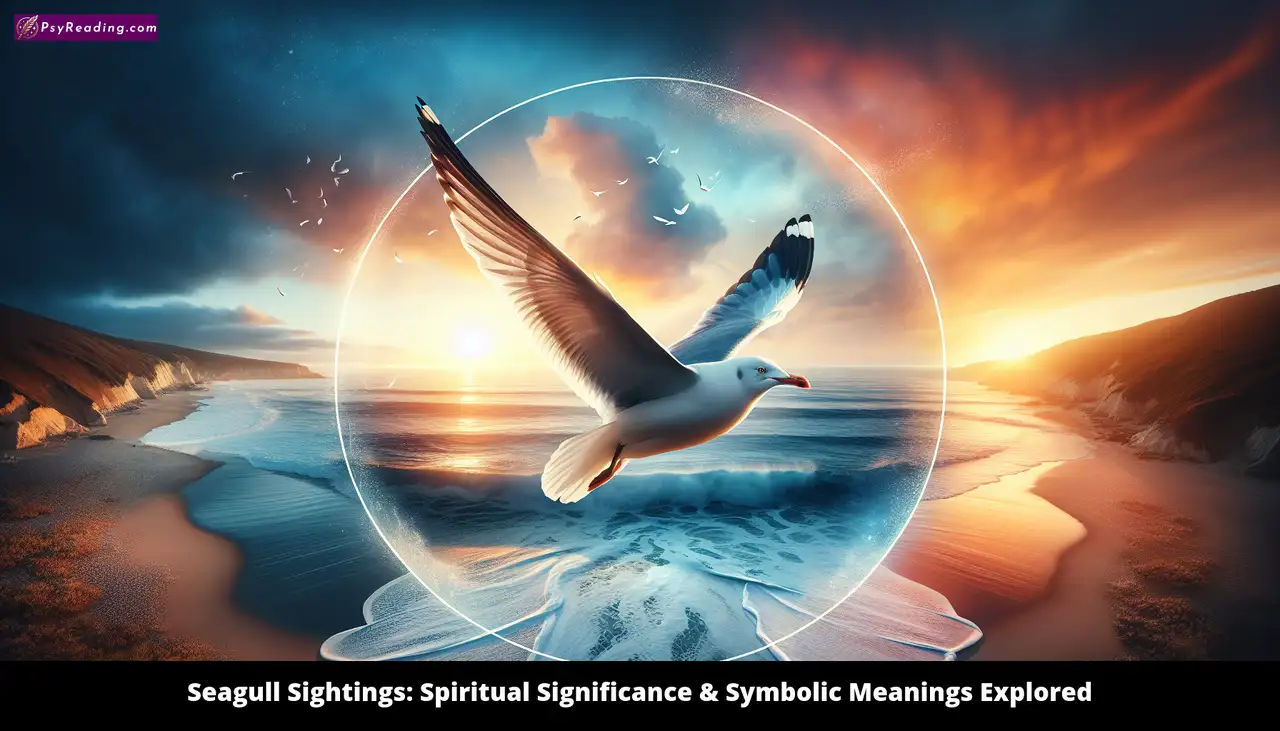 Seagull soaring above ocean waves, symbolic spirituality.