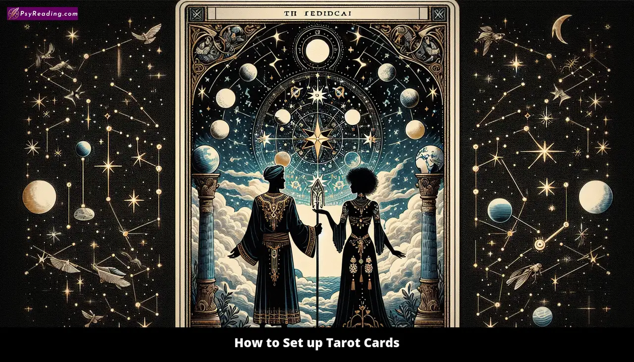 Tarot cards arranged for a reading.