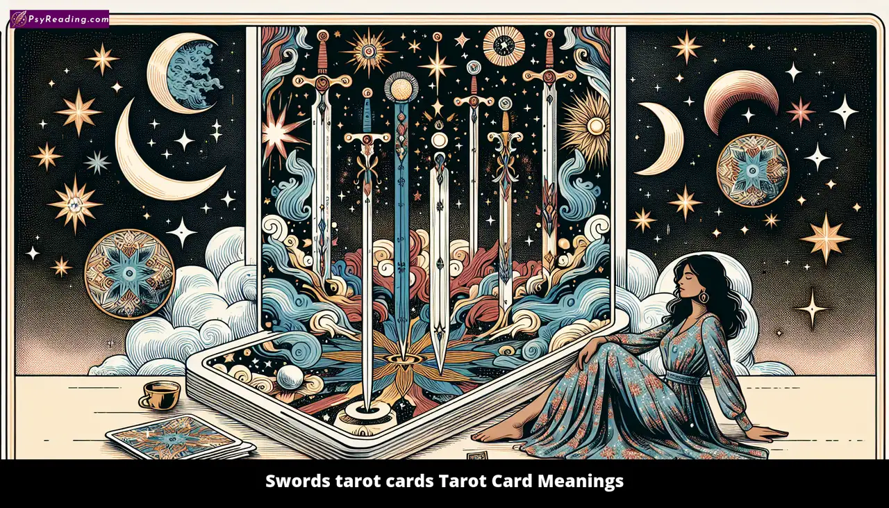 Swords tarot cards representing Tarot Card Meanings.