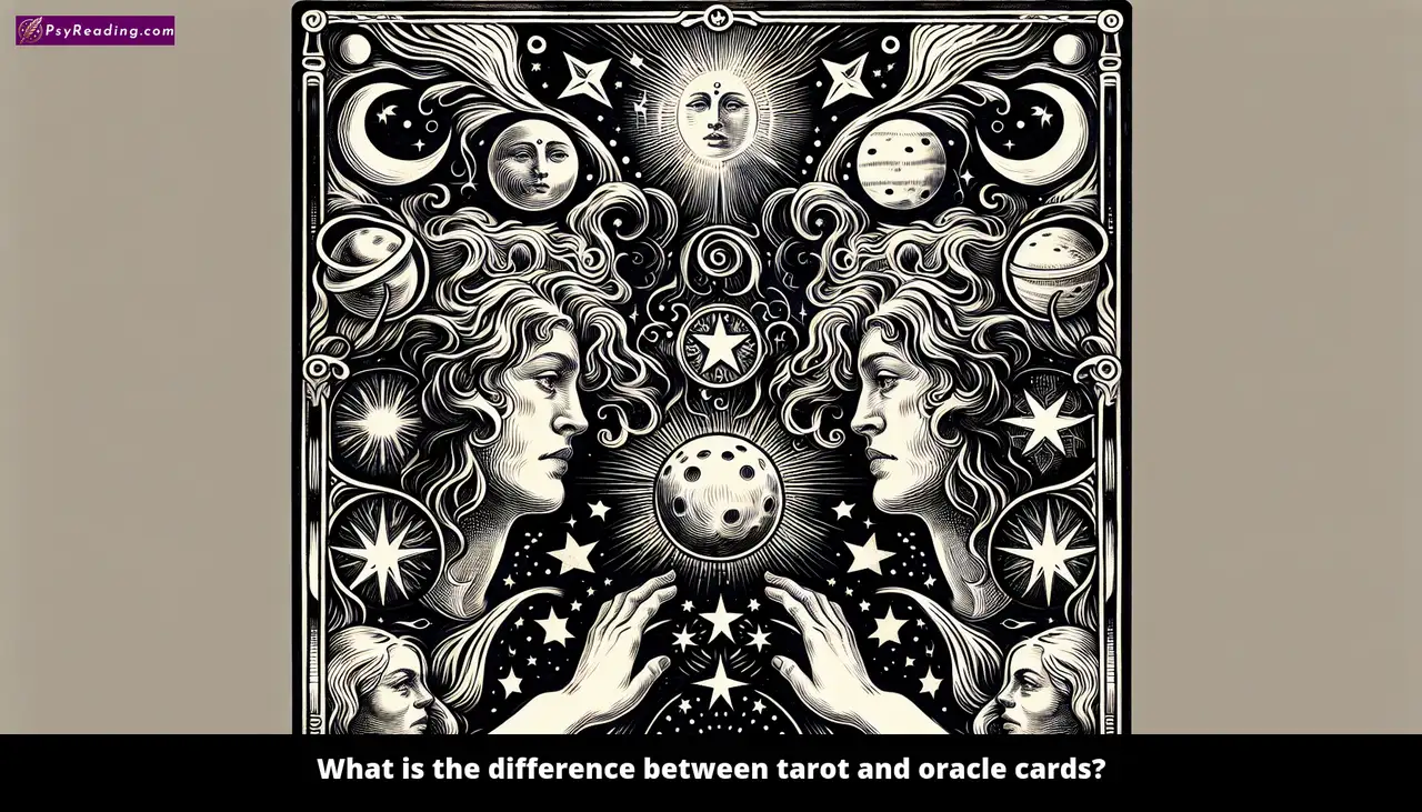 Tarot and oracle cards comparison illustration.