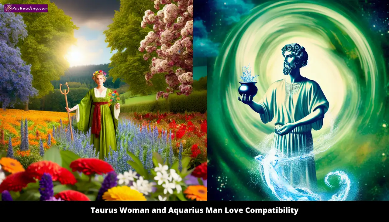 Taurus woman and Aquarius man in love.