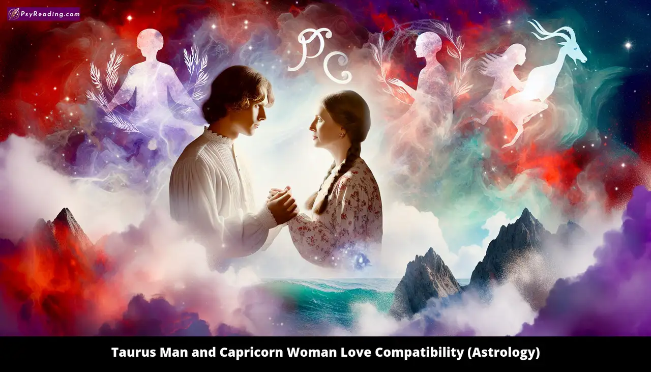 Taurus man and Capricorn woman embracing astrologically.