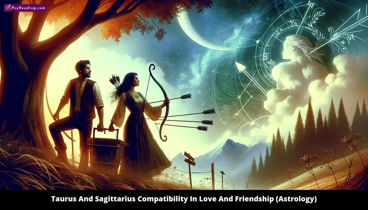 Taurus and Sagittarius Zodiac Compatibility Illustration