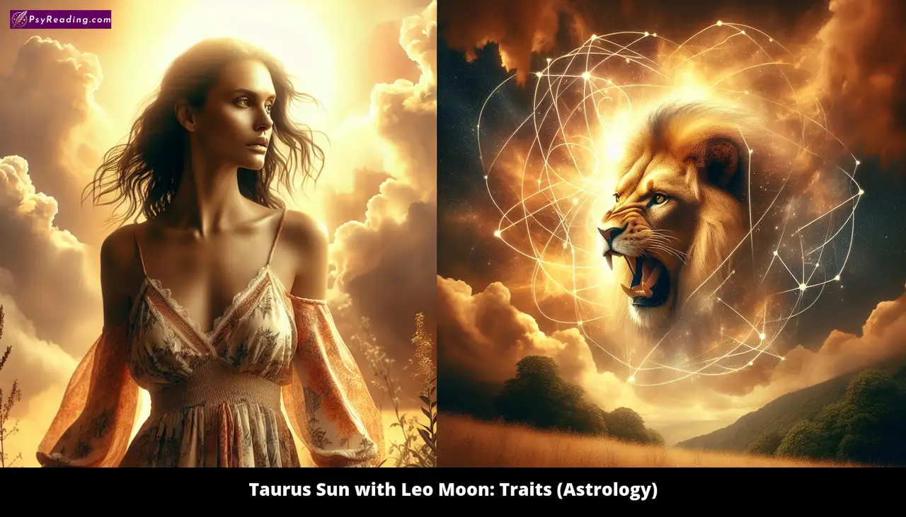Taurus Sun Leo Moon: Traits Astrology - Zodiac synergy illustration.