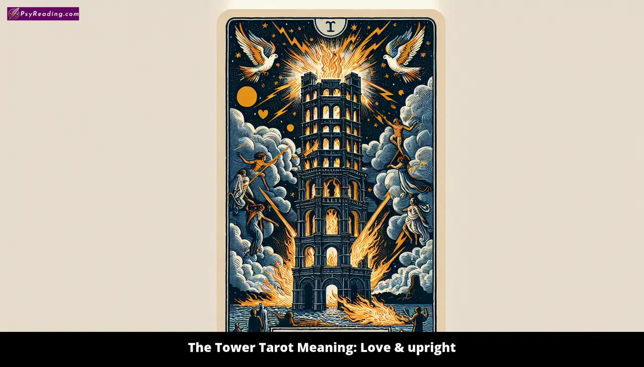 Tarot card depicting the Tower, symbolizing love.