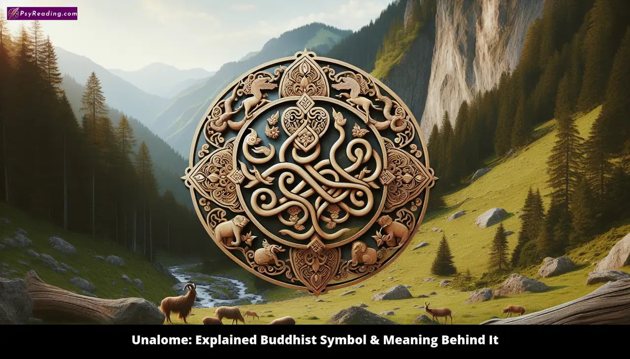 Buddhist symbol Unalome: spiritual journey depicted.