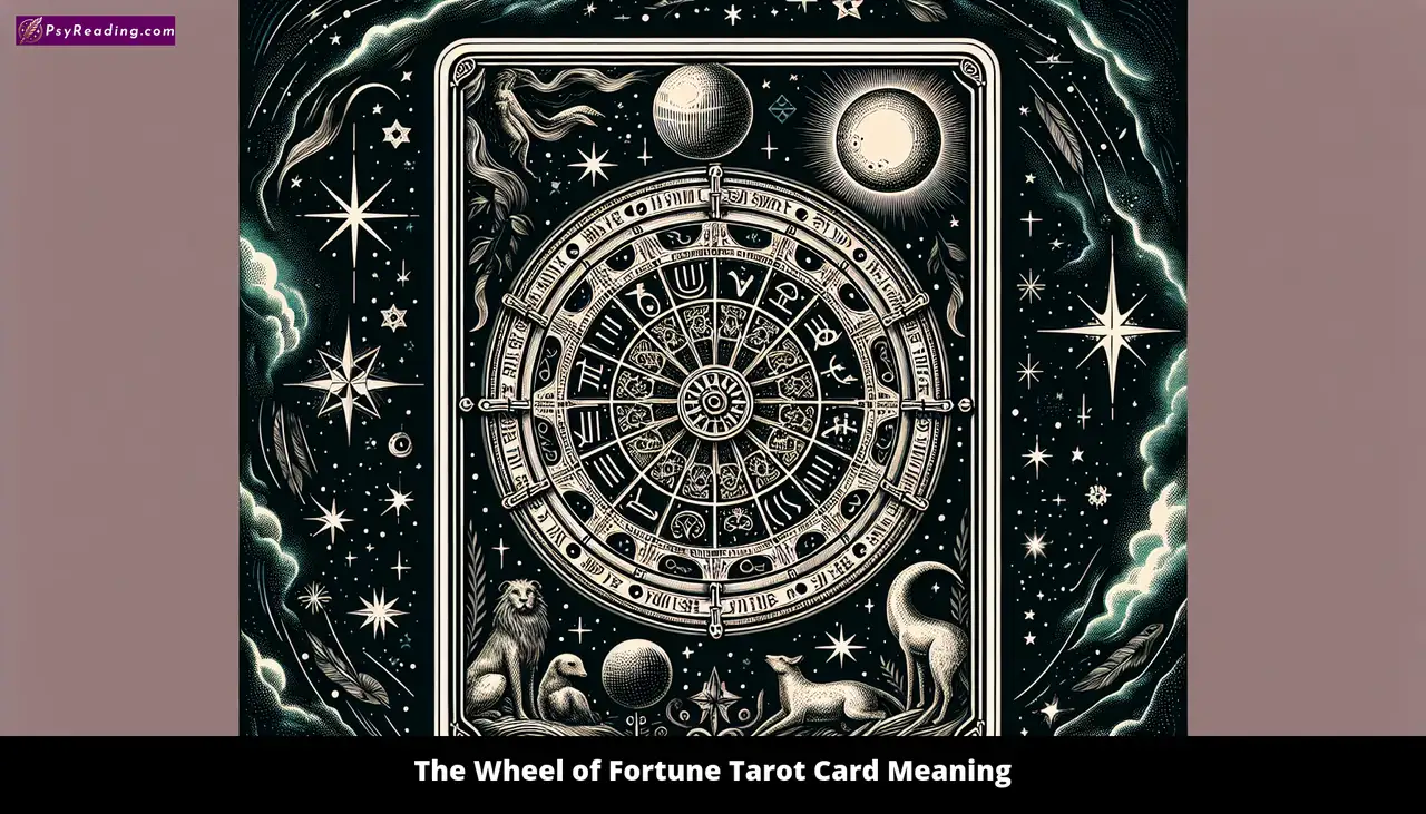 Tarot card depicting the Wheel of Fortune