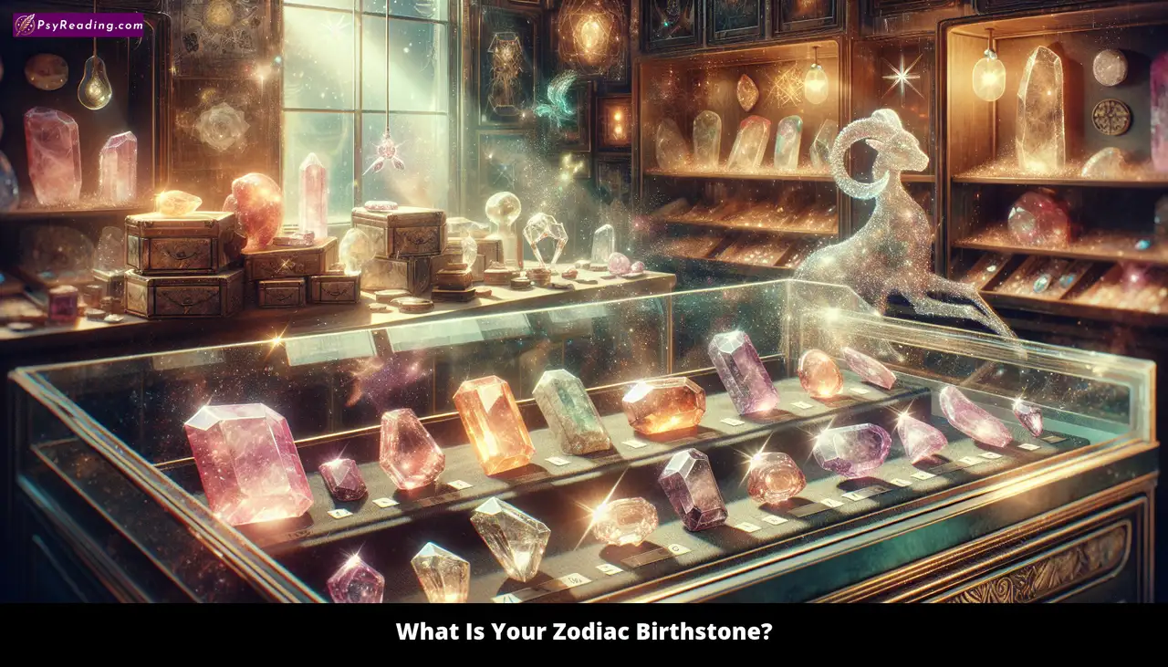 Zodiac birthstone chart for all signs.