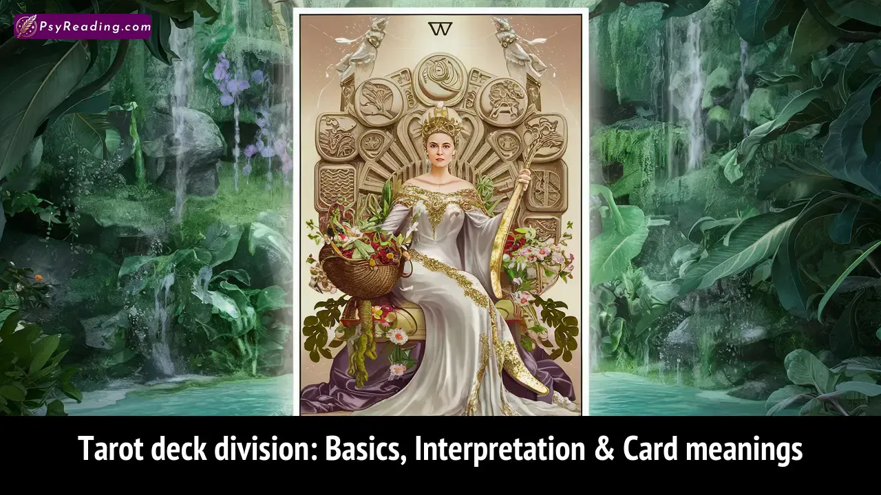 Tarot deck division: Mystical cards arranged.